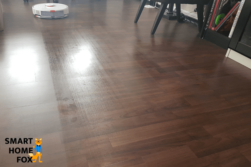 The Roborock S7 mops the study